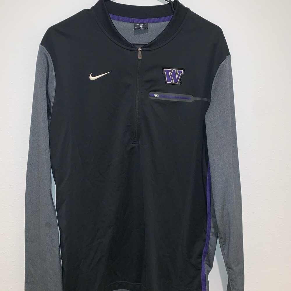 Nike Mens Washington Huskies Dri-Fit Half Zip Long Sleeve Black L